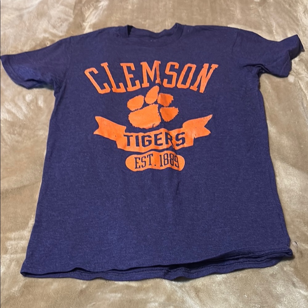 Clemson Women’s Blue and Orange Graphic T-Shirt
